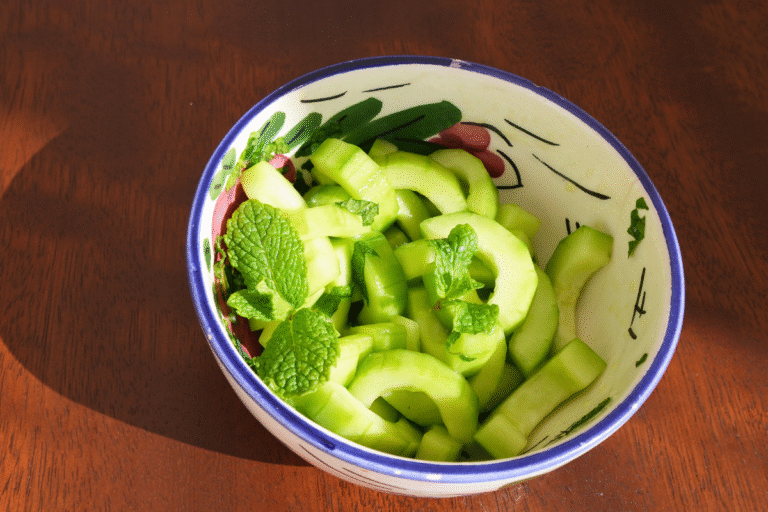 Quick-pickled cucumbers with mint