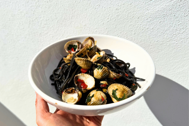 Black spaghetti with clams